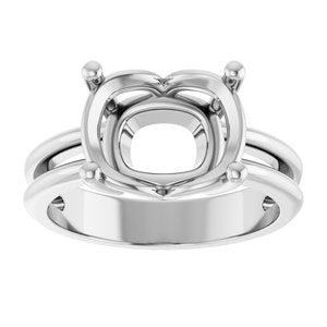 18K White Gold 11x9 mm Elongated Cushion Ring Mounting – image 6