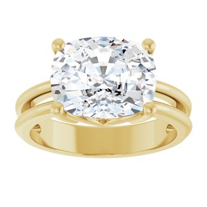 14K Yellow Gold 11x9 mm Elongated Cushion Ring Mounting – image 5