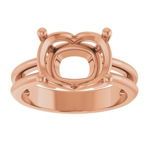 10K Rose Gold 11x9 mm Elongated Cushion Ring Mounting – image 6