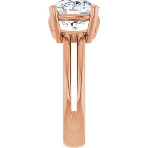 14K Rose Gold 11x9 mm Elongated Cushion Ring Mounting – image 7