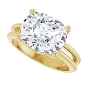 14K Yellow Gold 11x9 mm Elongated Cushion Ring Mounting – image 8