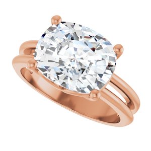 10K Rose Gold 11x9 mm Elongated Cushion Ring Mounting – image 8