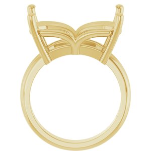 14K Yellow Gold 18x13 mm Emerald Ring Mounting – image 4