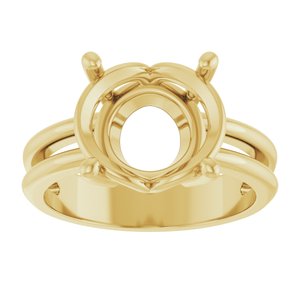 14K Yellow Gold 12x10 mm Oval Ring Mounting – image 6