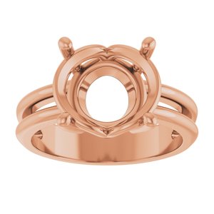 10K Rose Gold 12x10 mm Oval Ring Mounting – image 6