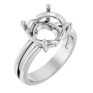 14K X1 White Gold 12x10 mm Oval Ring Mounting – image 2