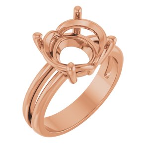 14K Rose Gold 12x10 mm Oval Ring Mounting – image 2