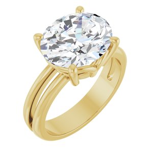 18K Yellow Gold 12x10 mm Oval Ring Mounting
