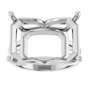 14K White Gold 18x13 mm Emerald Ring Mounting – image 6