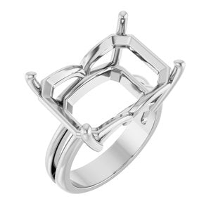 Continuum Sterling Silver 18x13 mm Emerald Ring Mounting – image 2