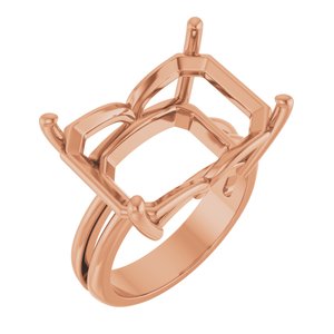 10K Rose Gold 18x13 mm Emerald Ring Mounting – image 2