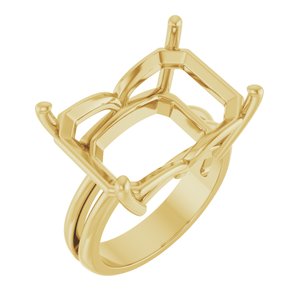 10K Yellow Gold 18x13 mm Emerald Ring Mounting – image 2
