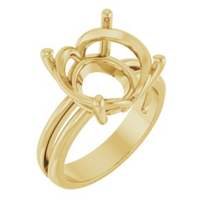 18K Yellow Gold 13 mm Round Ring Mounting – image 2