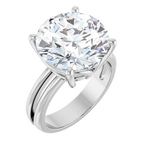 14K White Gold 13 mm Round Ring Mounting