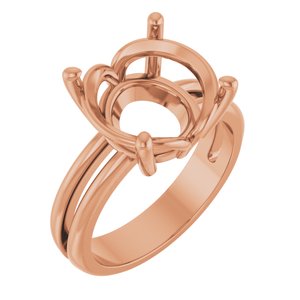 14K Rose Gold 12 mm Round Ring Mounting – image 2