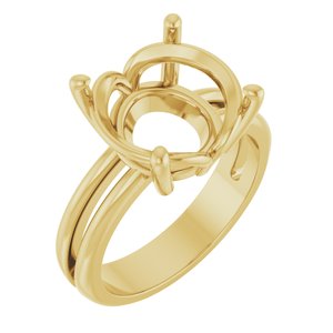 18K Yellow Gold 12 mm Round Ring Mounting – image 2