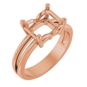 18K Rose Gold 9x7 mm Emerald Ring Mounting – image 2
