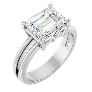 18K White Gold 9x7 mm Emerald Ring Mounting