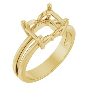 18K Yellow Gold 9x7 mm Emerald Ring Mounting – image 2