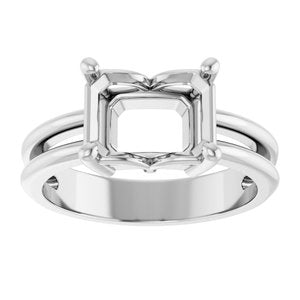14K X1 White Gold 9x7 mm Emerald Ring Mounting – image 6