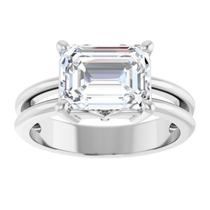Platinum 9x7 mm Emerald Ring Mounting – image 5