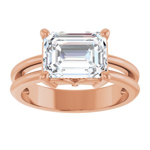 14K Rose Gold 9x7 mm Emerald Ring Mounting – image 5