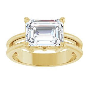 18K Yellow Gold 9x7 mm Emerald Ring Mounting – image 5