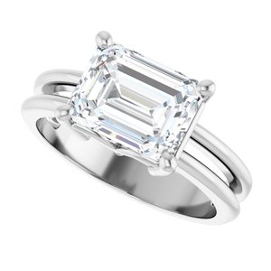 10K White Gold 9x7 mm Emerald Ring Mounting – image 8