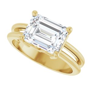 10K Yellow Gold 9x7 mm Emerald Ring Mounting – image 8
