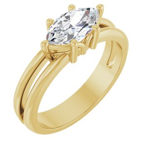 18K Yellow Gold 9.5x5 mm Marquise Ring Mounting