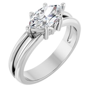 18K White Gold 9.5x5 mm Marquise Ring Mounting