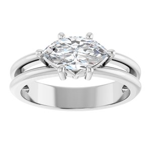 10K White Gold 9.5x5 mm Marquise Ring Mounting – image 5