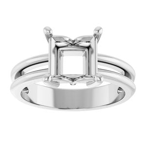 10K White Gold 7x7 mm Square Ring Mounting – image 6