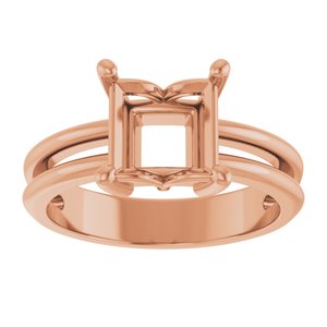 10K Rose Gold 7x7 mm Square Ring Mounting – image 6
