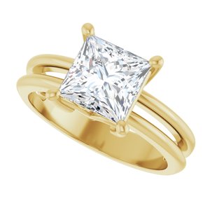 10K Yellow Gold 7x7 mm Square Ring Mounting – image 8