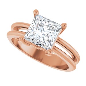 10K Rose Gold 7x7 mm Square Ring Mounting – image 8
