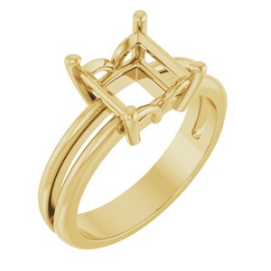 14K Yellow Gold 7x7 mm Square Ring Mounting – image 2