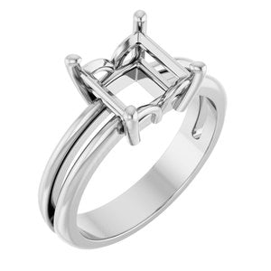 18K White Gold 7x7 mm Square Ring Mounting – image 2
