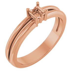 18K Rose Gold 3x3 mm Square Ring Mounting – image 2
