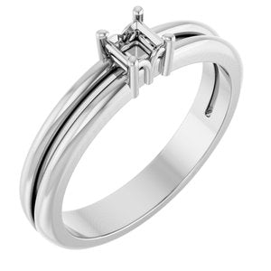 Platinum 3x3 mm Square Ring Mounting – image 2