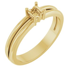 10K Yellow Gold 3x3 mm Square Ring Mounting – image 2