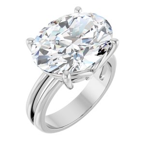18K White Gold 16x12 mm Oval Ring Mounting