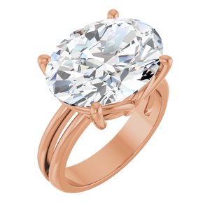 14K Rose Gold 16x12 mm Oval Ring Mounting