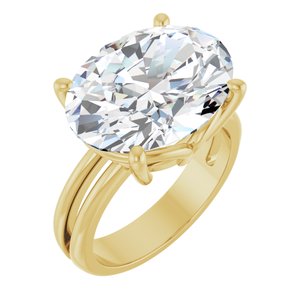 18K Yellow Gold 16x12 mm Oval Ring Mounting