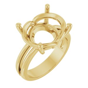 18K Yellow Gold 16x12 mm Oval Ring Mounting – image 2