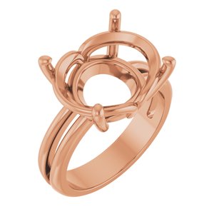 10K Rose Gold 16x12 mm Oval Ring Mounting – image 2