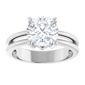 14K X1 White Gold 8 mm Round Ring Mounting – image 5