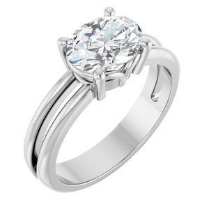 10K White Gold 8.5x6.5 mm Oval Ring Mounting
