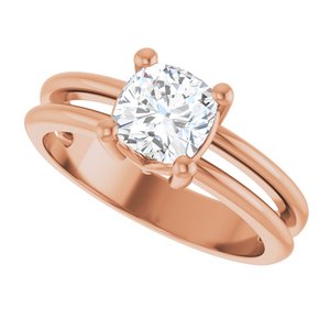 18K Rose Gold 6x6 mm Cushion Ring Mounting – image 8