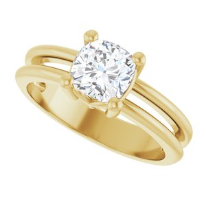 14K Yellow Gold 6x6 mm Cushion Ring Mounting – image 8